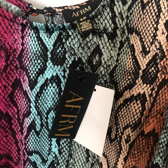 NWT AFRM Violaine Smocked Snake Print Mini Dress - Picture 7 of 15